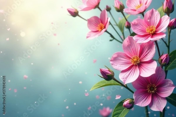 Fototapeta Subtle linework creating a delicate floral motif , flowers, illustration, leaf