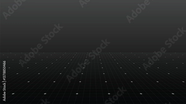 Obraz Futuristic perspective wireframe blueprint. Vector grid background for technical, architectural, or digital design projects