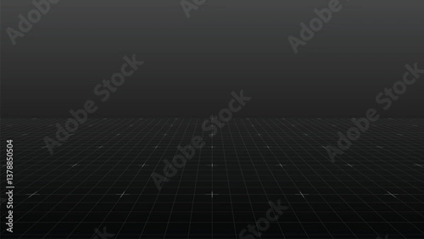 Fototapeta Futuristic perspective wireframe blueprint. Vector grid background for technical, architectural, or digital design projects