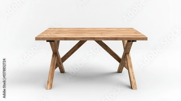 Obraz Sturdy solid wood table isolated on a bright background showcasing natural grain perfect for any interior space