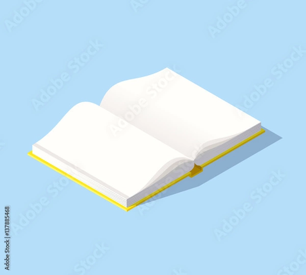 Fototapeta Isometric book icon in flat design style.