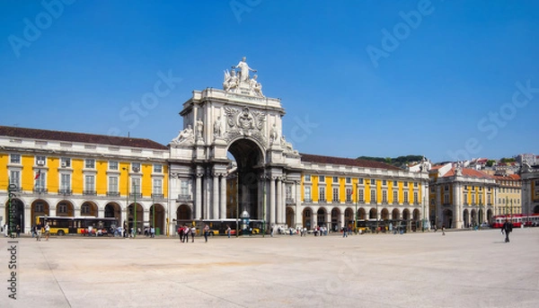 Obraz Lisbon, Portugal. Iconic Rua Augusta Street Triumphal Arch in Praca do Comercio Square or Terreiro do Paco. 18th Century neoclassical