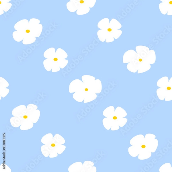 Fototapeta Abstract floral seamless pattern. Vector flat simple background with daisy chamomile flowers