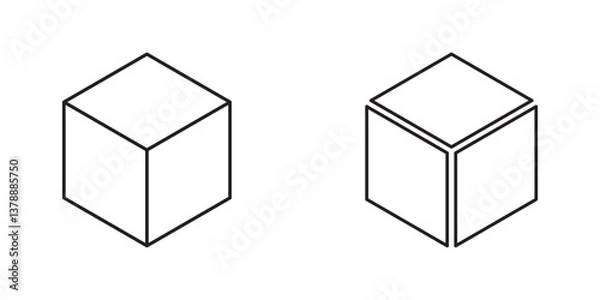 Fototapeta 3D Cube set isolated outlined icon vector.