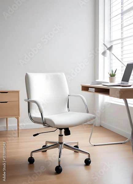 Fototapeta Modern Office Chair with Desk and Plant