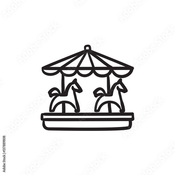 Fototapeta Merry-go-round sketch icon.