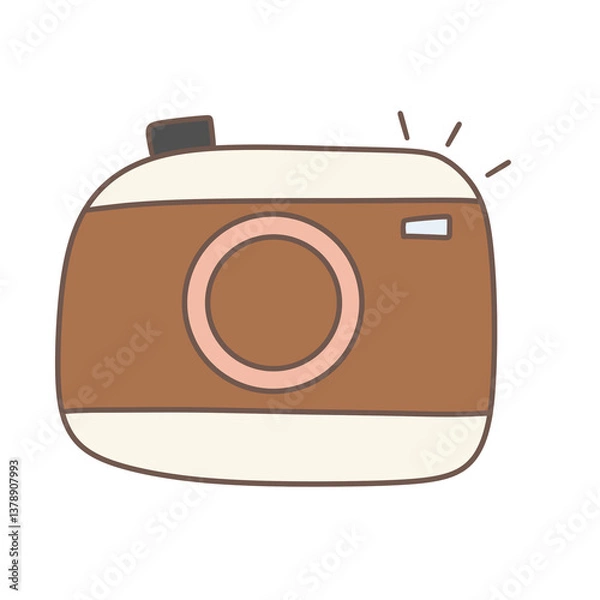 Obraz Hand drawn brown cartoon camera.