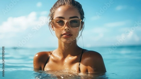 Fototapeta Bikini model created with Generative AI