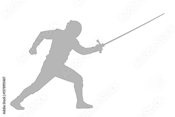 Fototapeta silhouette of a man with sword isolated