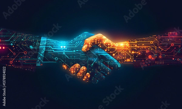 Fototapeta Cybernetic partnership: merging technology and cooperation