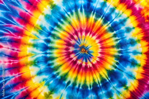Obraz Colorful Tie-Dye Pattern with Vibrant Swirls and Bright Hues in Circular Design for Creative and Artistic Backgrounds or Fashion Projects