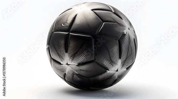 Fototapeta A professional soccer ball with stitched panels and branding, natural lighting, soft shadows beneath, no reflections, no background elements, a clean cutout effect, on a pure white background