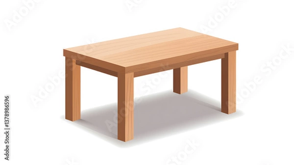 Fototapeta A high-quality, realistic wooden table isolated on a pure white background. The table has smooth polished wood grain, natural lighting, and soft shadows beneath. No reflections, no background elements