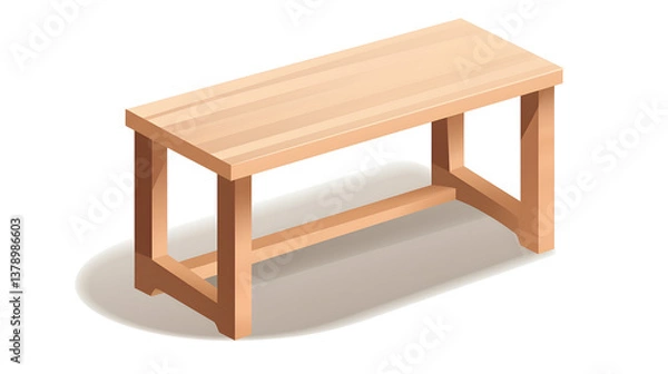 Obraz A high-quality, realistic wooden table isolated on a pure white background. The table has smooth polished wood grain, natural lighting, and soft shadows beneath. No reflections, no background elements