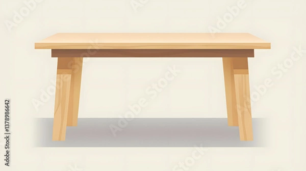 Fototapeta A high-quality, realistic wooden table isolated on a pure white background. The table has smooth polished wood grain, natural lighting, and soft shadows beneath. No reflections, no background elements