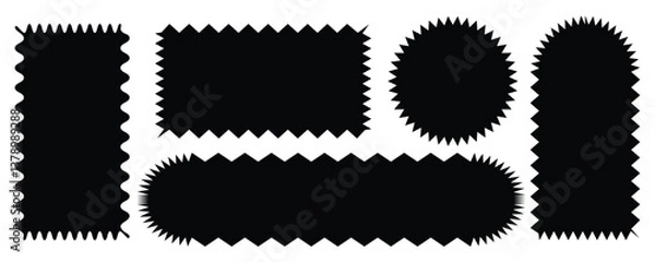 Obraz Set of Vector Black Shapes with Zigzag Edges vector