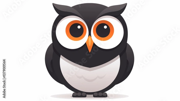Obraz Black owl isolated on plain white background 