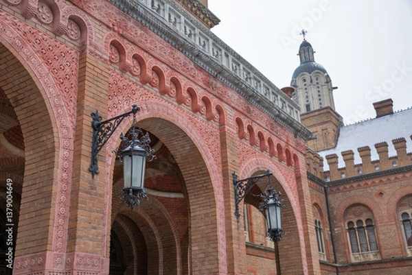 Obraz Chernivtsi National University building in winter, Ukraine.