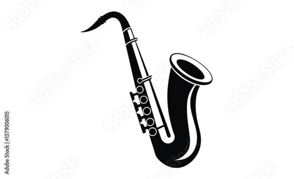 Fototapeta Saxophone with notes silhouette