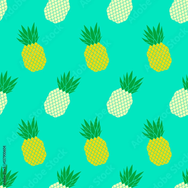 Fototapeta Vector seamless pattern with colorful pineapples