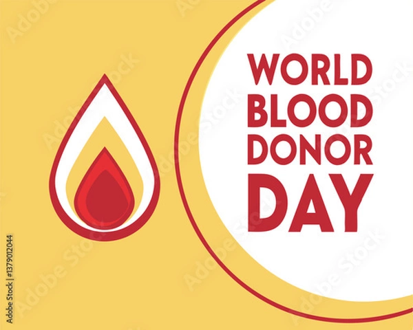 Fototapeta World Blood Donor Day: Yellow and White Design with Red Drop.