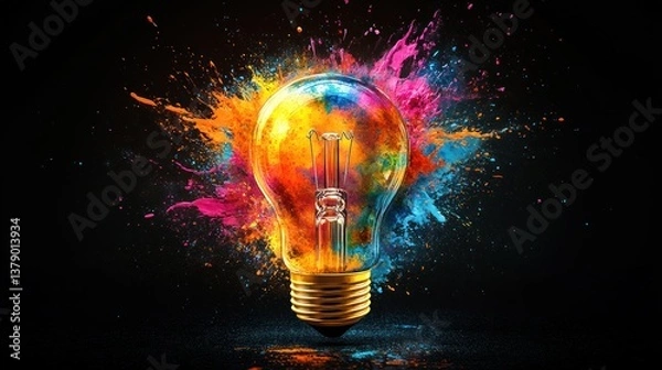 Obraz Colorful lightbulb explosion