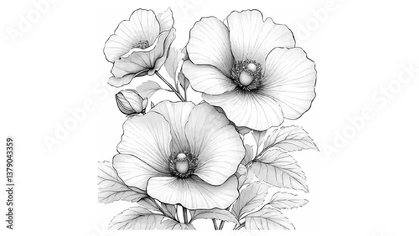 Fototapeta Gallery-Magic Flowers: Relaxing Coloring Pages for Adults and Teens" in Vintage Style