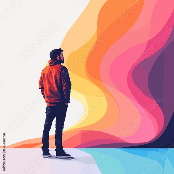 Obraz Hipster man in casual clothes standing. Vector illustration.
