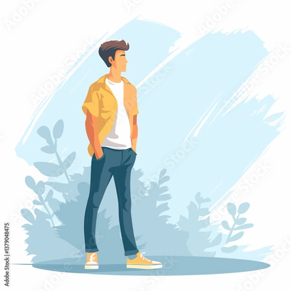 Obraz young man walking 