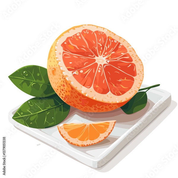 Obraz slice of orange on white background vector illustration 