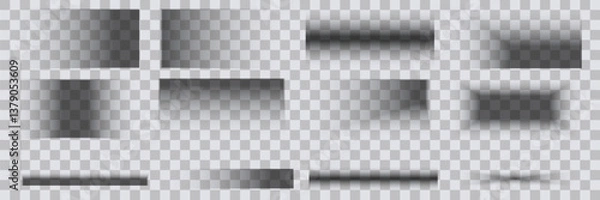 Fototapeta Page separator with transparent shadows isolated. Realistic design elements. This is a transparent background. EPS 10.