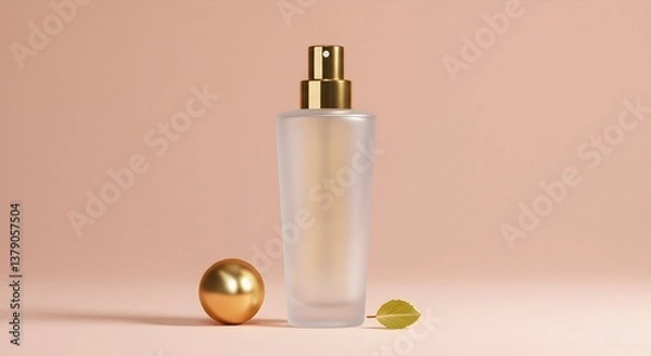 Fototapeta Elegant Fragrance Bottle Still Life with Gold Accents and Soft Lighting
