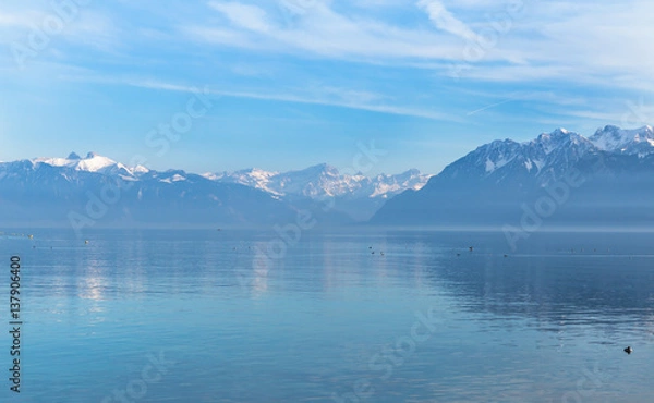 Obraz Landscape view on Leman lake