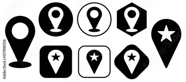 Obraz Location icon set. Map marker pointer icon set. GPS location symbol collection