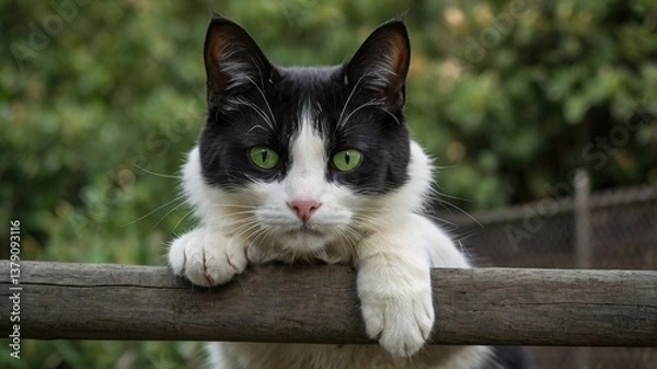 Obraz black and white cat