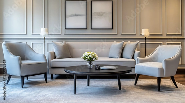 Fototapeta Scandinavian home interior design of modern dining room