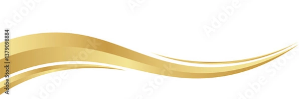 Fototapeta gold wave curve, golden wave corner shape for element, stripes ribbon golden graphic, striped gold. eps 10