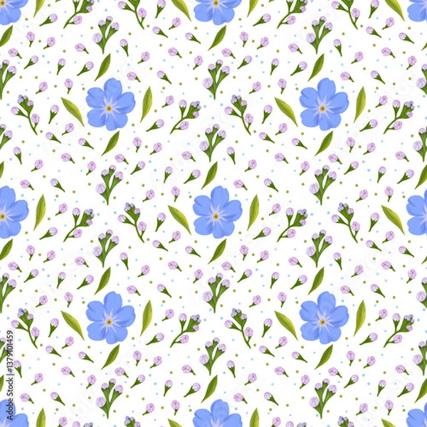 Fototapeta Seamless pattern, spring summer flowers hand drawn, fabric pattern.