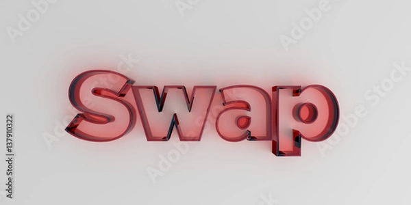 Fototapeta Swap - Red glass text on white background - 3D rendered royalty free stock image.