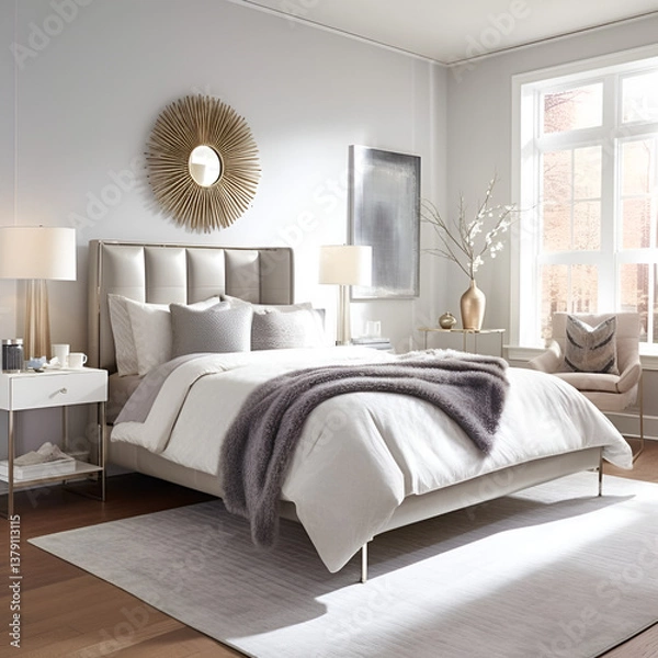 Obraz modern bedroom interior with bed