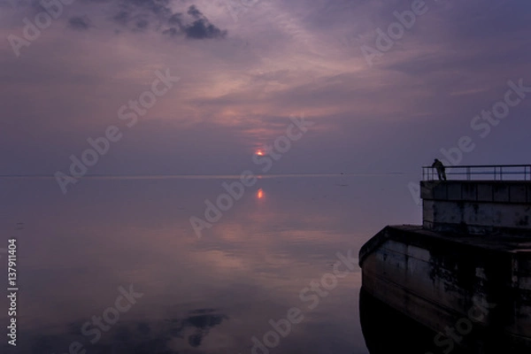 Obraz Lonely man with Sunset