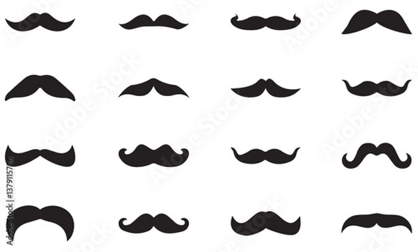 Fototapeta collection of mustaches. set of mustaches. set of mustache vector. set of mustache