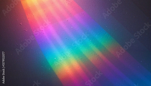 Fototapeta Vibrant rainbow holography light on metallic texture, artistic expression