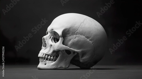 Fototapeta Explore the Mysterious Allure of a White Skull Against a Dark Background and Uncover the Symbolism Behind This Iconic Image