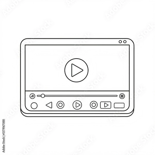 Fototapeta video player icon sketch 