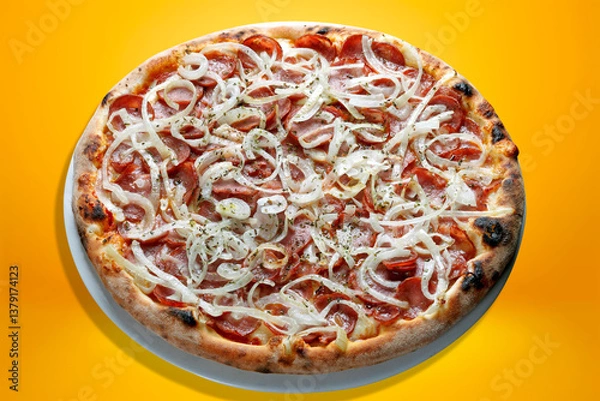 Obraz pepperoni pizza with onions