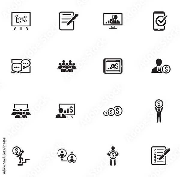 Obraz Business Coaching Icon Set. Online Learning.