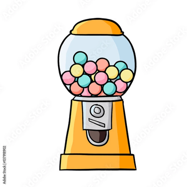 Fototapeta Funny bubble gum machine - vector.