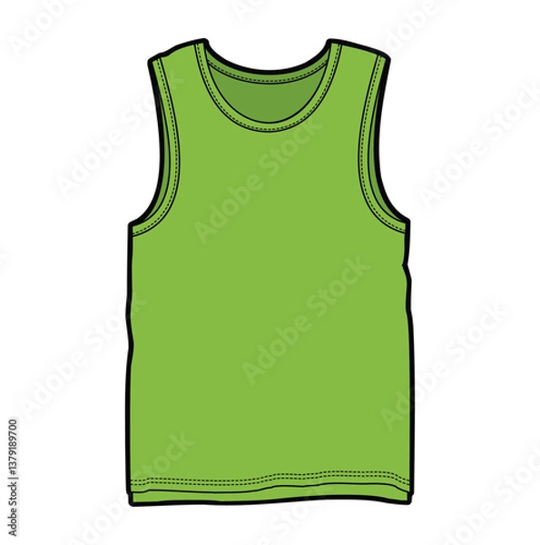 Fototapeta Vibrant Lime Green Tank Top: A stylish, sleeveless tank top in a bold lime green color, perfect for a variety of casual and active wear looks.