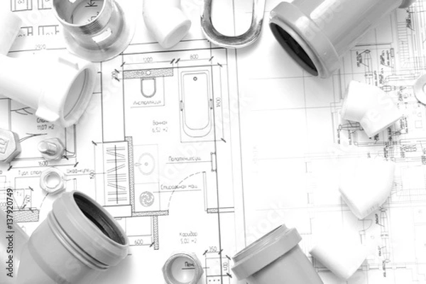 Obraz Сантехнический пдан,водоснабжения и канализации.